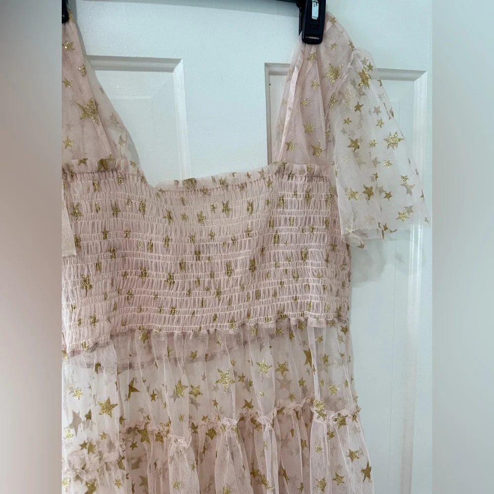 Free People Starbright Dress metallic gold bodice long tunic - Picture 13 of 16